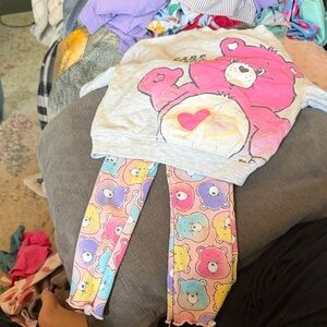 Care Bears Pastel Rainbow Leggings with Pink Bear Sweatshirt